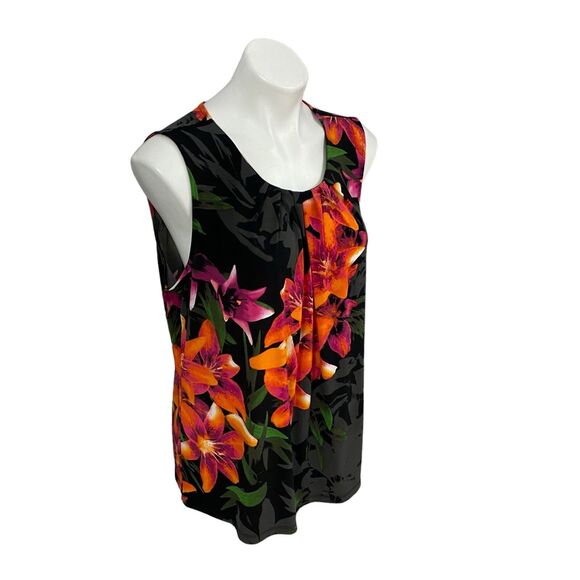 Worthington Top Womens XL Tropical Hawaiian Shirt Work Office Sleeveless Blouse - Picture 5 of 15